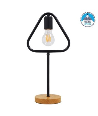 GLOBOSTAR® HONOR TRIANGLE 01436 Μοντέρνο Επιτραπέζιο Φωτιστικό Πορτατίφ με Ντουί 1 x E27 AC 220-240V IP20 - Μαύρο & Μπεζ - M20 x Π20 x Υ40cm